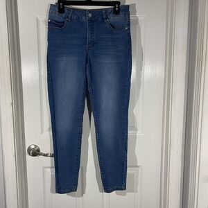 Tahari Chloe Skinny Jeans Womens 12 31 Blue Stretch Denim Mid Rise Slim Fit